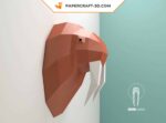 Papercraft cabeça de morsa em origami