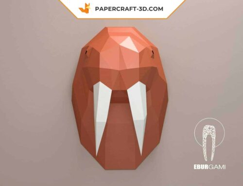Papercraft cabeça de morsa em origami
