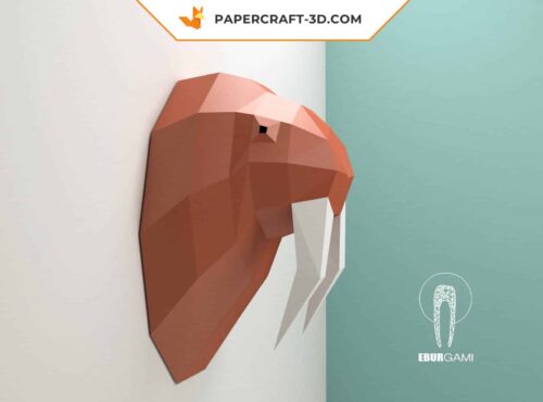 Papercraft cabeça de morsa em origami