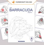 Papercraft troféu de barracuda em origami 3D