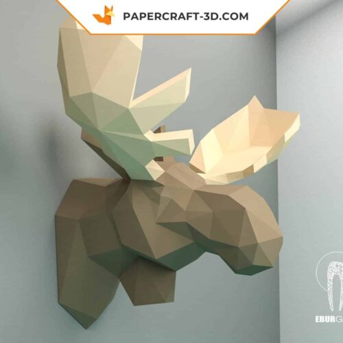Papercraft testa di alce murale in origami 3D