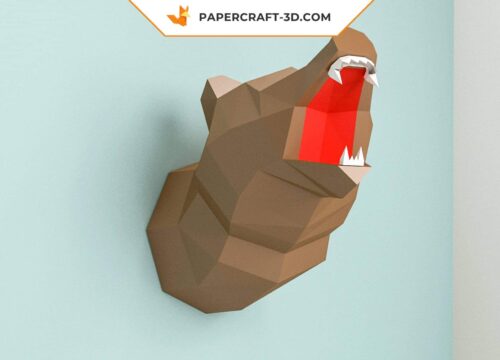 Trophée tête d’ours Papercraft en origami papier 3D DIY