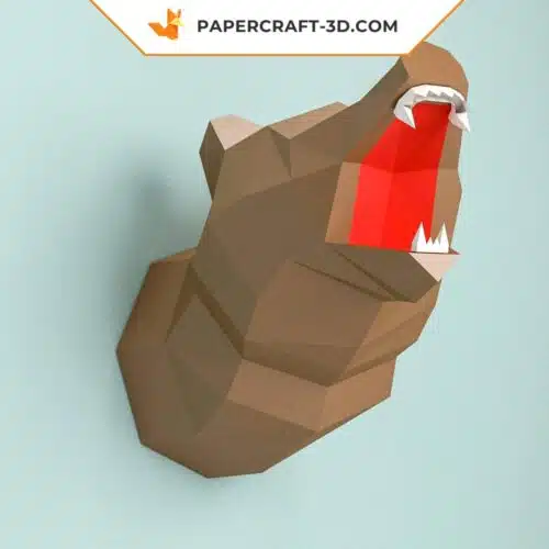 Trophée tête d’ours Papercraft en origami papier 3D DIY