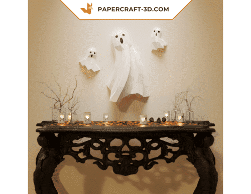 Papercraft Geister für Halloween in 3D Origami