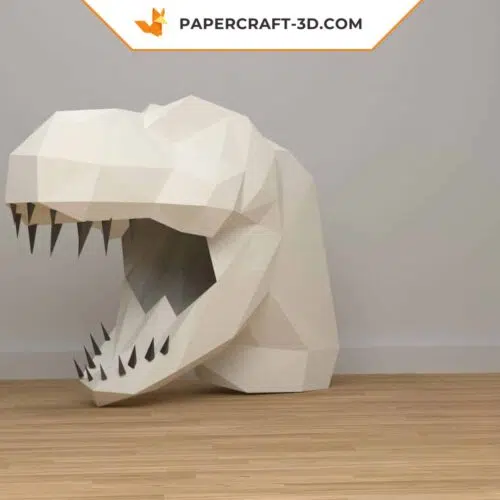 Masque de dinosaure T-Rex en papier 3D origami à télécharger instantanément