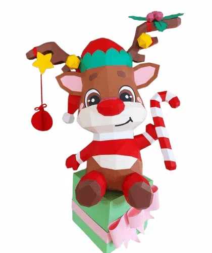 papercraft renne de noel origami 3D