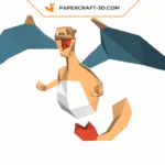 Papercraft de Charizard mural em origami 3D