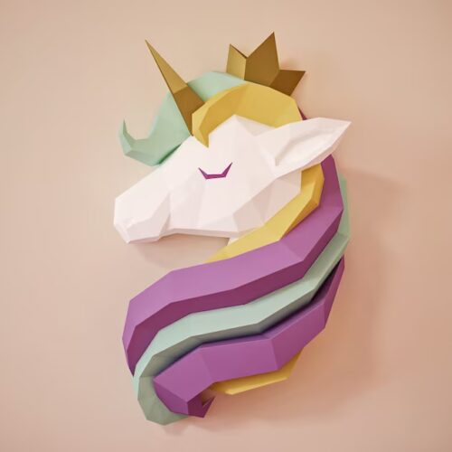 Papercraft principessa unicorno in origami 3D