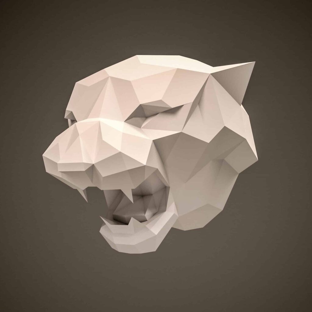 Papercraft de trophée tigre en origami 3D