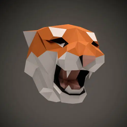 Papercraft Tiger-Trophäe in 3D-Origami