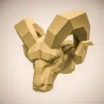 Papercraft ram head in origami