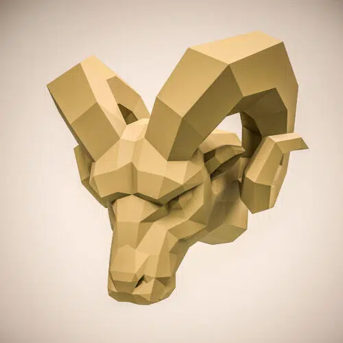 Papercraft de tête de bélier en origami