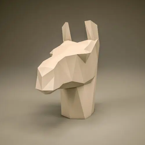 Papercraft testa di lama da esporre in origami 3D