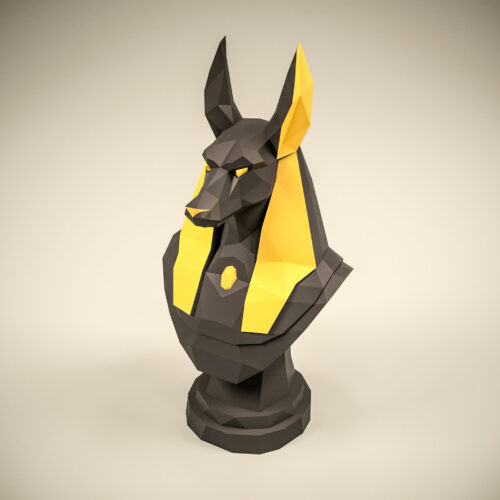 Papercraft buste d'Anubis en origami 3D