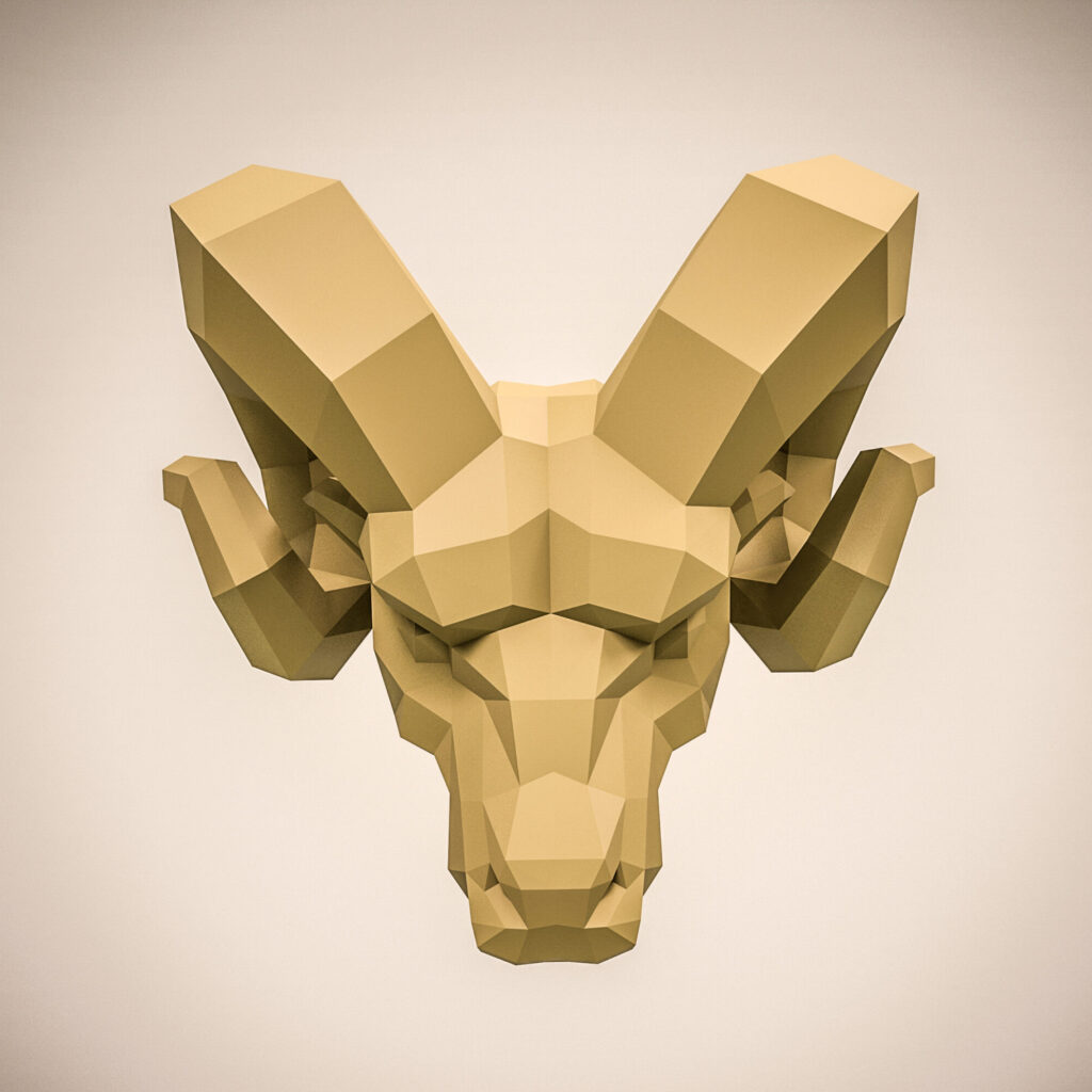 Papercraft Widderkopf in Origami