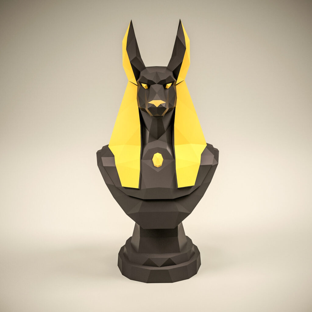 Papercraft-Büste von Anubis in 3D Origami
