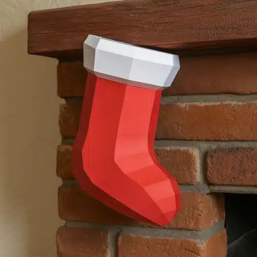 Papercraft calze di Natale gratis in origami 3D
