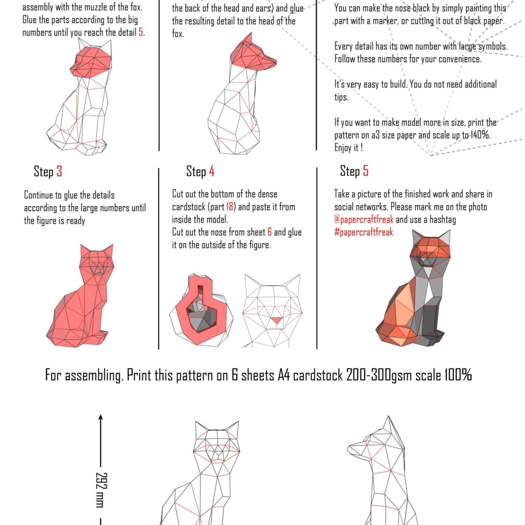 Papercraft de petite renarde en origami