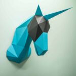 Papercraft tête de licorne en origami