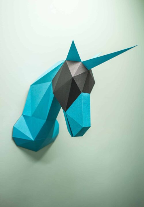 Papercraft tête de licorne en origami