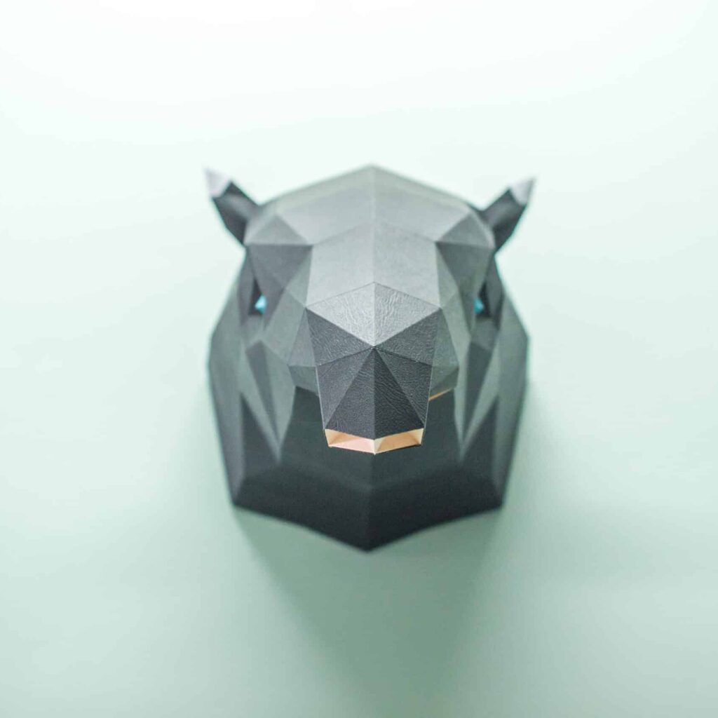 Papercraft tête de tapir malais en origami