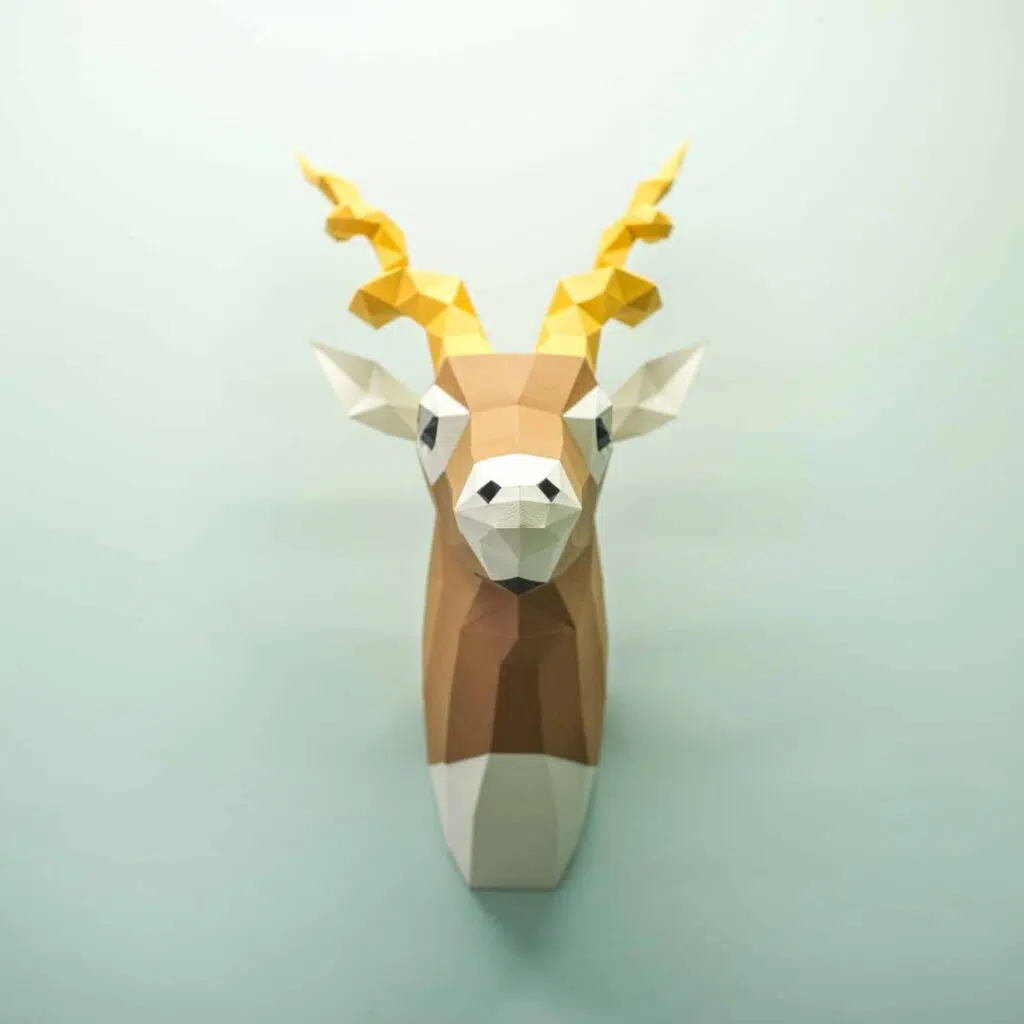 Papercraft tête d’antilope Blackbuck en origami