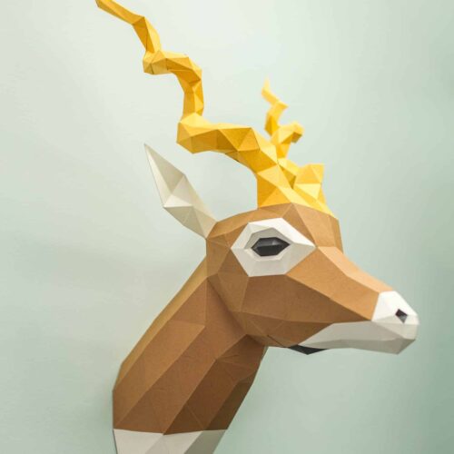 Papercraft tête d’antilope Blackbuck en origami