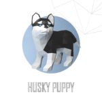 Papercraft de chiot Husky en origami