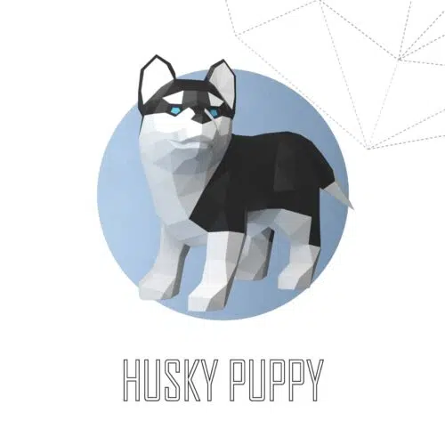 Papercraft of Husky puppy in origami