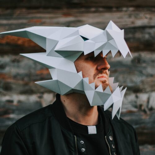 Papercraft de masque tigre en origami 3D