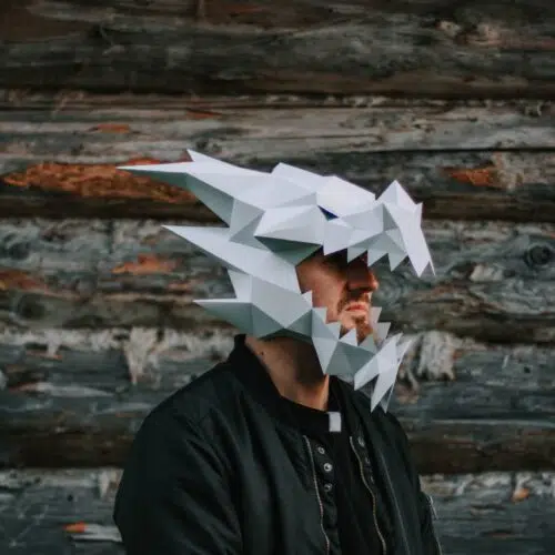 Papercraft masque de dragon en origami 3D