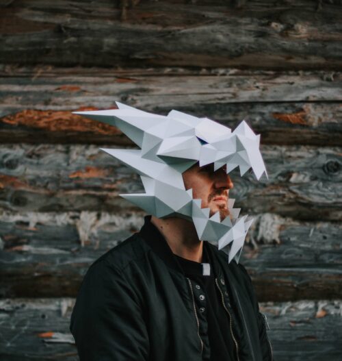 Papercraft masque de dragon en origami 3D