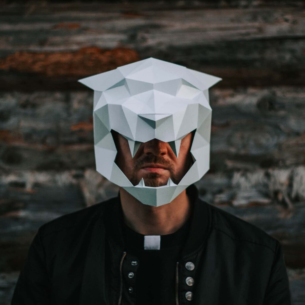Papercraft de masque tigre en origami 3D