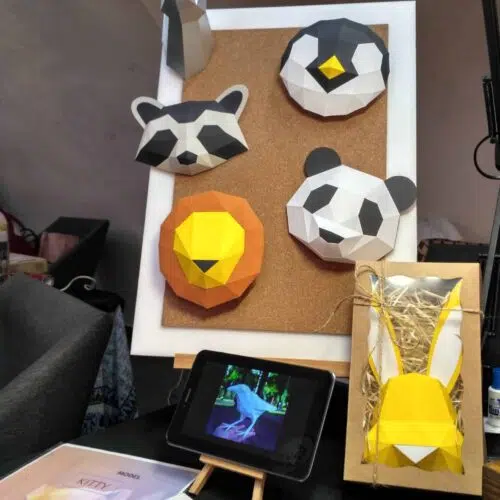 3D-Papierbastelpaket mit Tierbabys: Panda, Kaninchen, Löwe, Pinguin und mehr