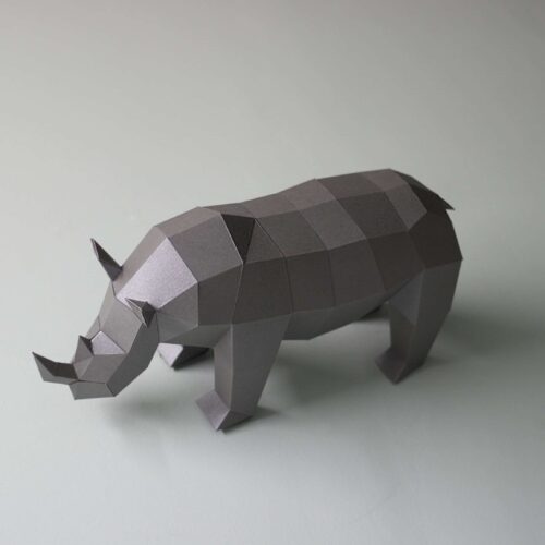 Papercraft de petit rhinocéros africain en origami 3D