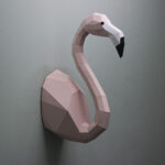 Papercraft Flamingo-Wanddeko in 3D-Origami