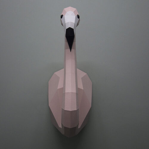 Papercraft flamant rose mural en origami 3D