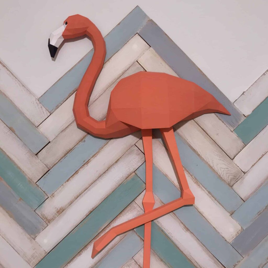 Papercraft de flamant rose en origami 3D