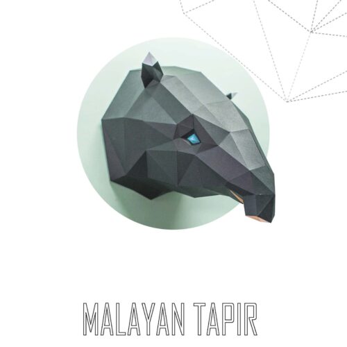 Papercraft cabeza de tapir malayo en origami