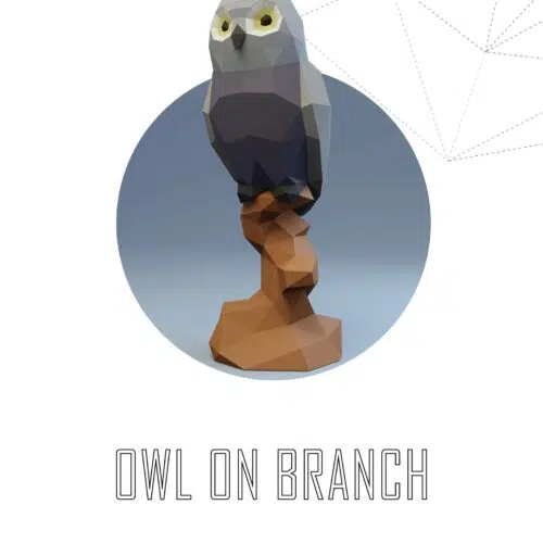Papercraft de chouette sur branche en origami 3D