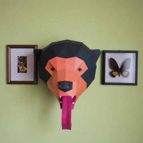 Papercraft tête d’ours malais en origami