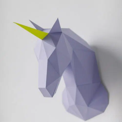 Papercraft tête de licorne en origami