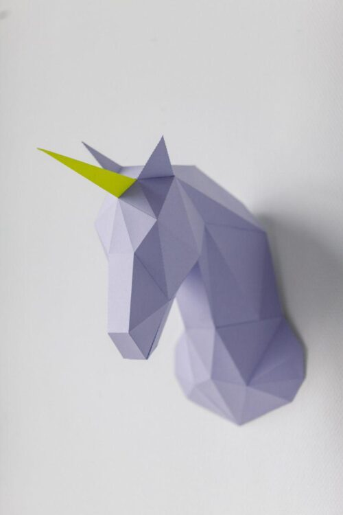 Papercraft tête de licorne en origami