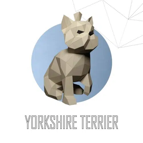 Papercraft chiot Yorkshire Terrier en origami 3D