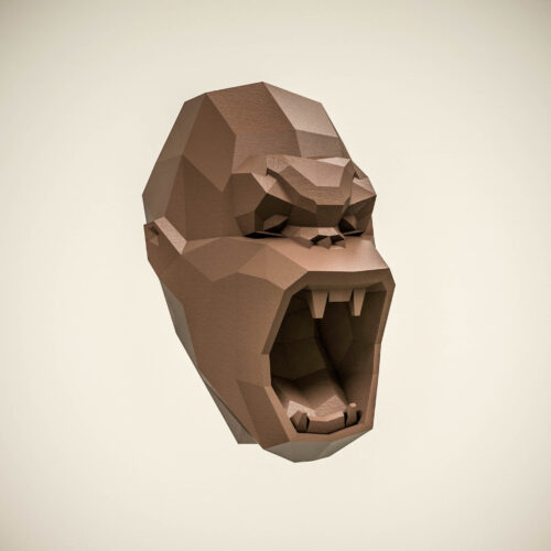 Papercraft de tête de singe royale en origami 3D