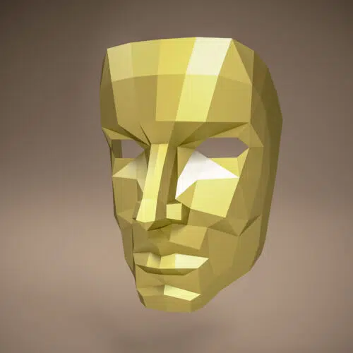 Papercraft de máscara masculina em origami 3D
