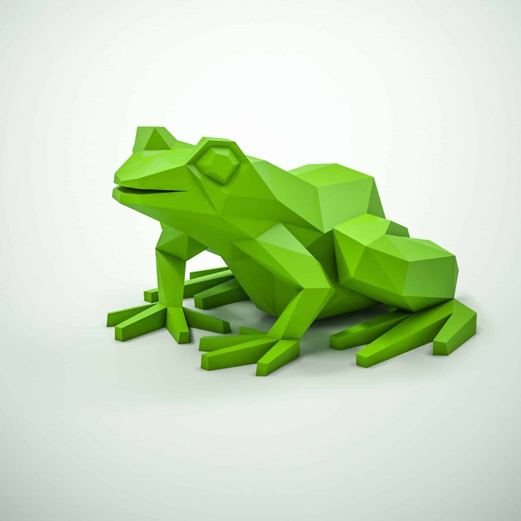 Papercraft van kikker in origami 3D