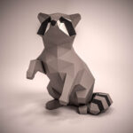 Papercraft de raton laveur en origami 3D