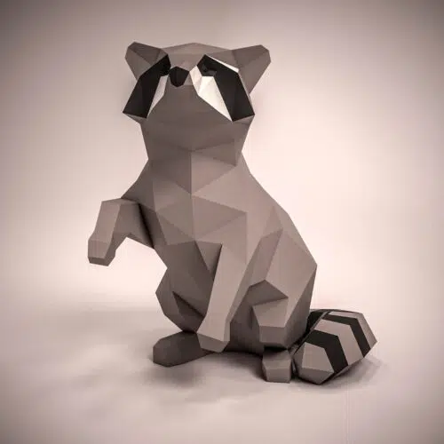 Papercraft de raton laveur en origami 3D