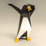 Papercraft de pingouin qui dab en origami 3D